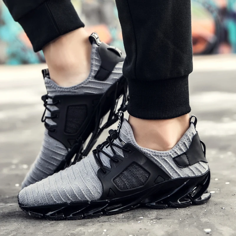 LAKESHI New Men Shoes Summer Casual 2018 Fashion Sneakers Comfortable Lightweight Gray black | Обувь