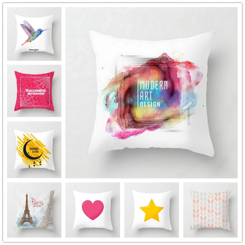 Полосатая набивная Подушка с башней наволочка домашний декор для дивана