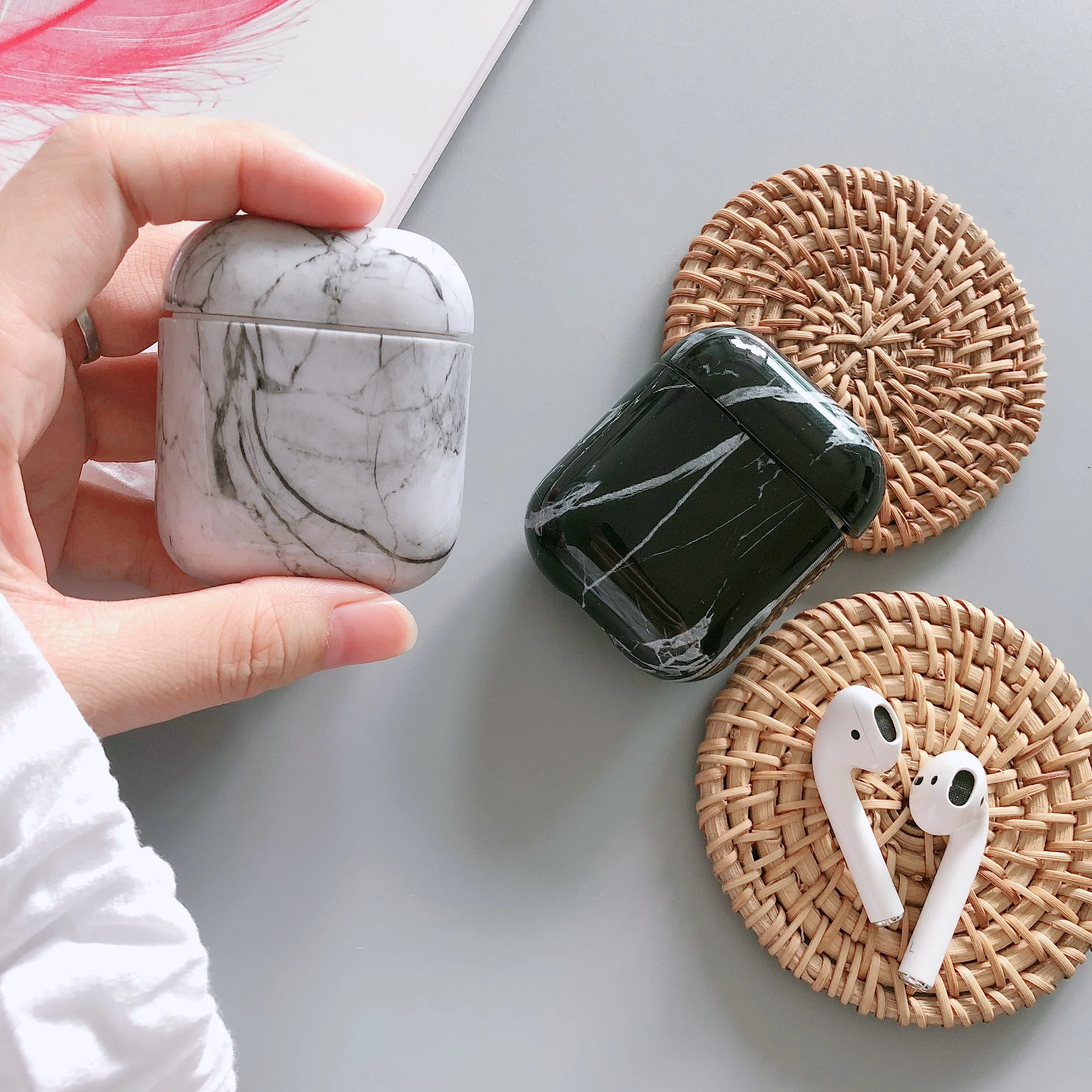 Чехол для Airpods 1 или 2 Роскошная мраморная Защитная крышка 1:1 Bluetooth наушники