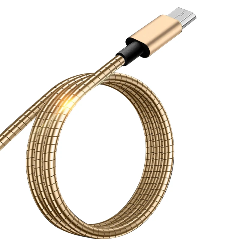 Металлическая пружина Micro USB синхронизации данных зарядное устройство для iPhone X Max 6 6s 7 plus 8 plus Дата-кабель для зарядки Выдвижной кабель USB2.0