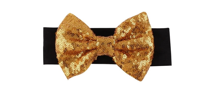 Новый дизайн модная эластичная Детская повязка на голову милый бант с блестками