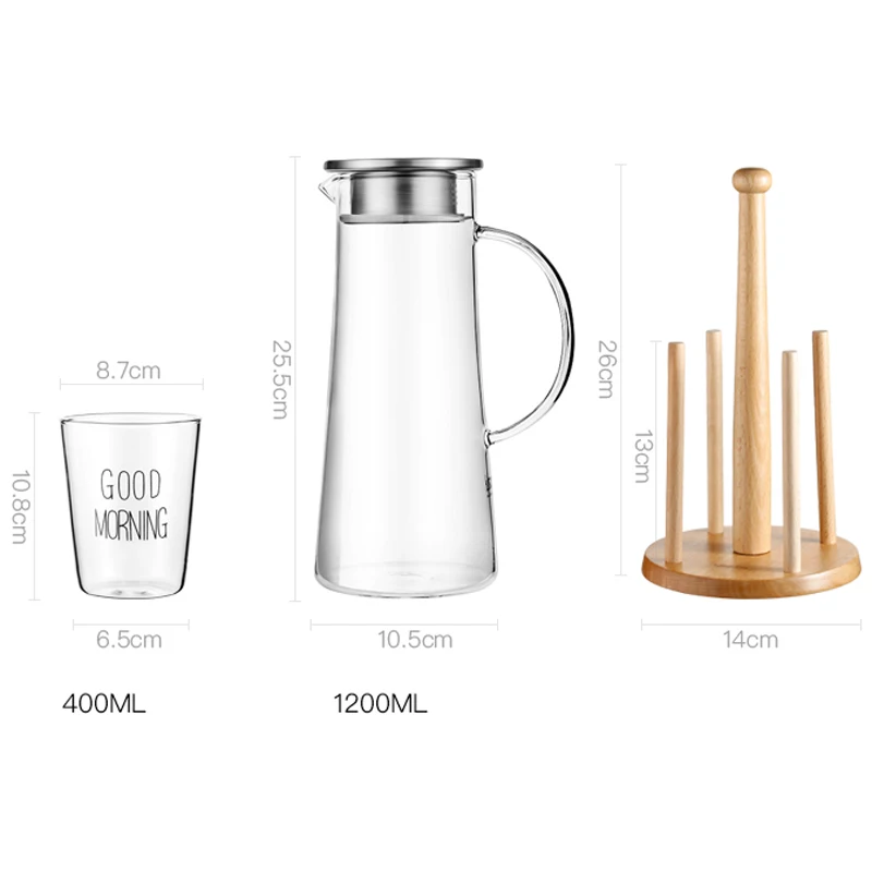 Teapot Drinks 1200ml 400ml Water Glass 300ml Drinking Juice Cup Wood frame for Cups Theepot Theiere Tea Pot Large Capacity | Дом и сад