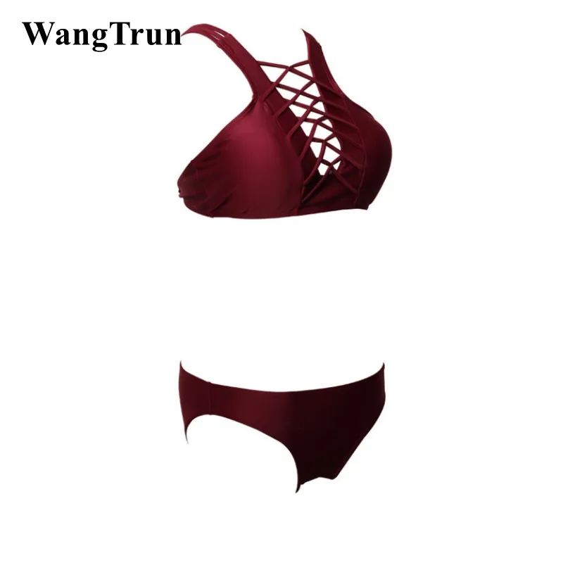 Wangtrun 2019 Для женщин на шнуровке бразильский комплект бикини с завязкой спереди