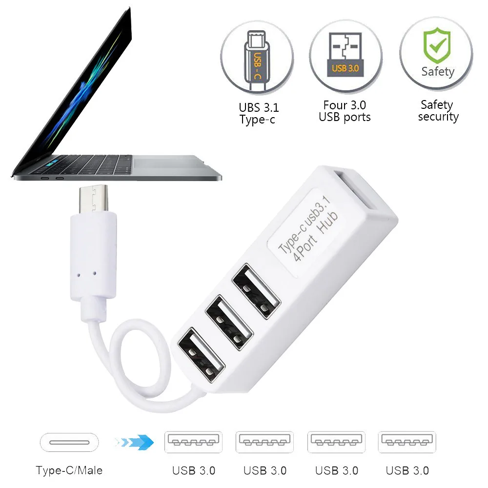 Usb концентратор CARPRIE 3 1 Type C в 4 портовый USB 0 адаптер для MacBook Pro Xiaomi Typec с адаптером