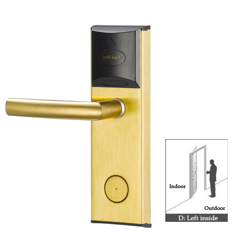Golden left inside Умный дверной замок цифровой электрический замок для гостиницы лучший RFID отель электронный дверной замок - Цвет: Golden left inside