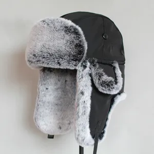 Imported Winter Bomber Hat  For Men Faux Fur Russian Hat Ushanka Women Thick Warm Cap with Ear Flaps