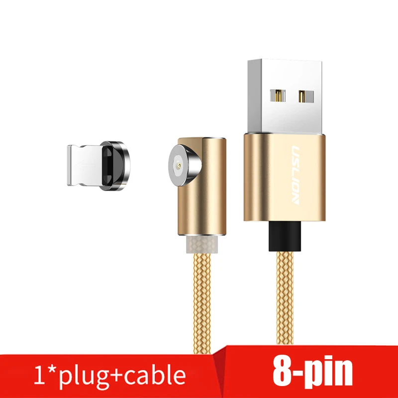 Gold For IOS USLION Магнитный Micro USB кабель type-c Зарядка для iPhone samsung Магнитная Зарядка адаптер type C кабели для мобильных телефонов шнур - Цвет: Gold For IOS