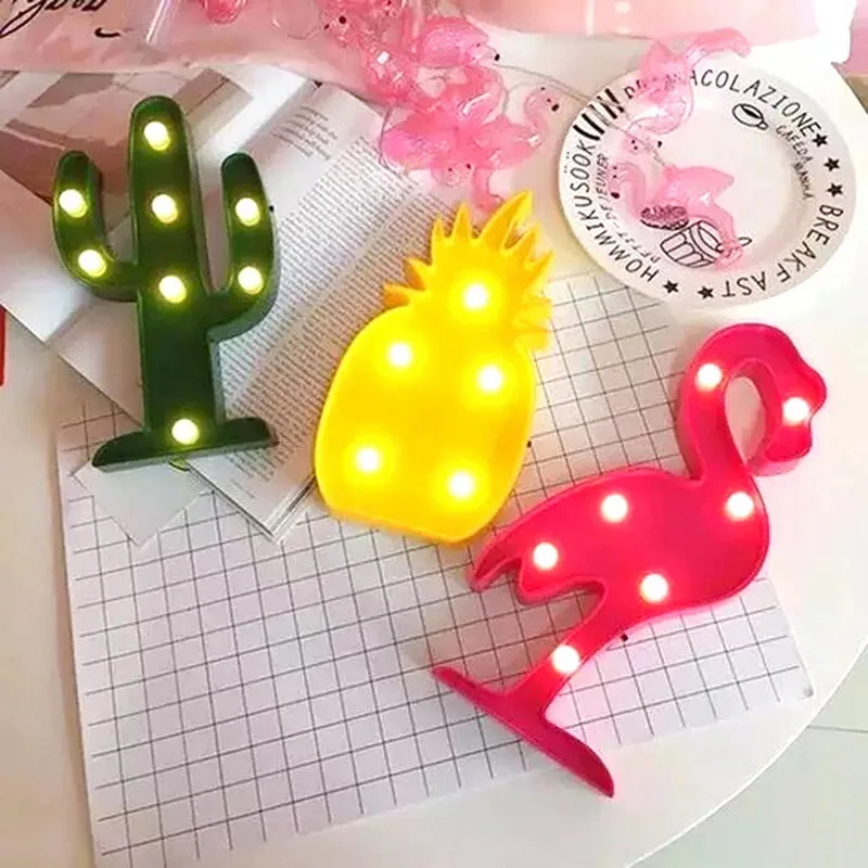 3D ночник с фламинго ананасом КАКТУСОМ шатер светодиодная Ночная лампа буквами