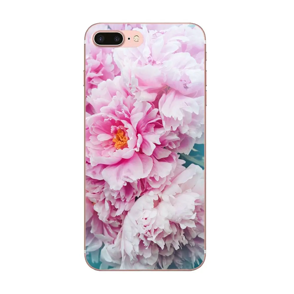 Мягкий чехол для телефона с рисунком розовый милый пион белые цветы Huawei P7 P8 P9 P10 P20