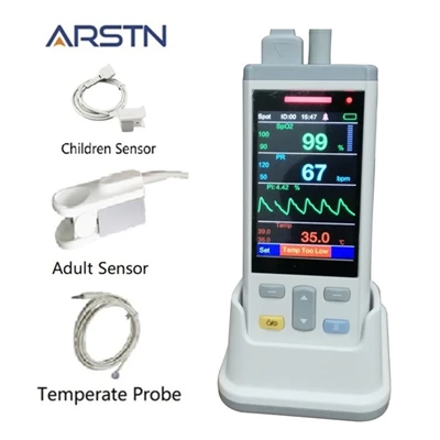 adult child temp 3,5 TFT lcd 1 или 3 датчика для взрослых детей и новорожденных SpO2+ PR+ Temp ручной Пульсоксиметр монитор сердечного ритма CE - Цвет: adult child temp