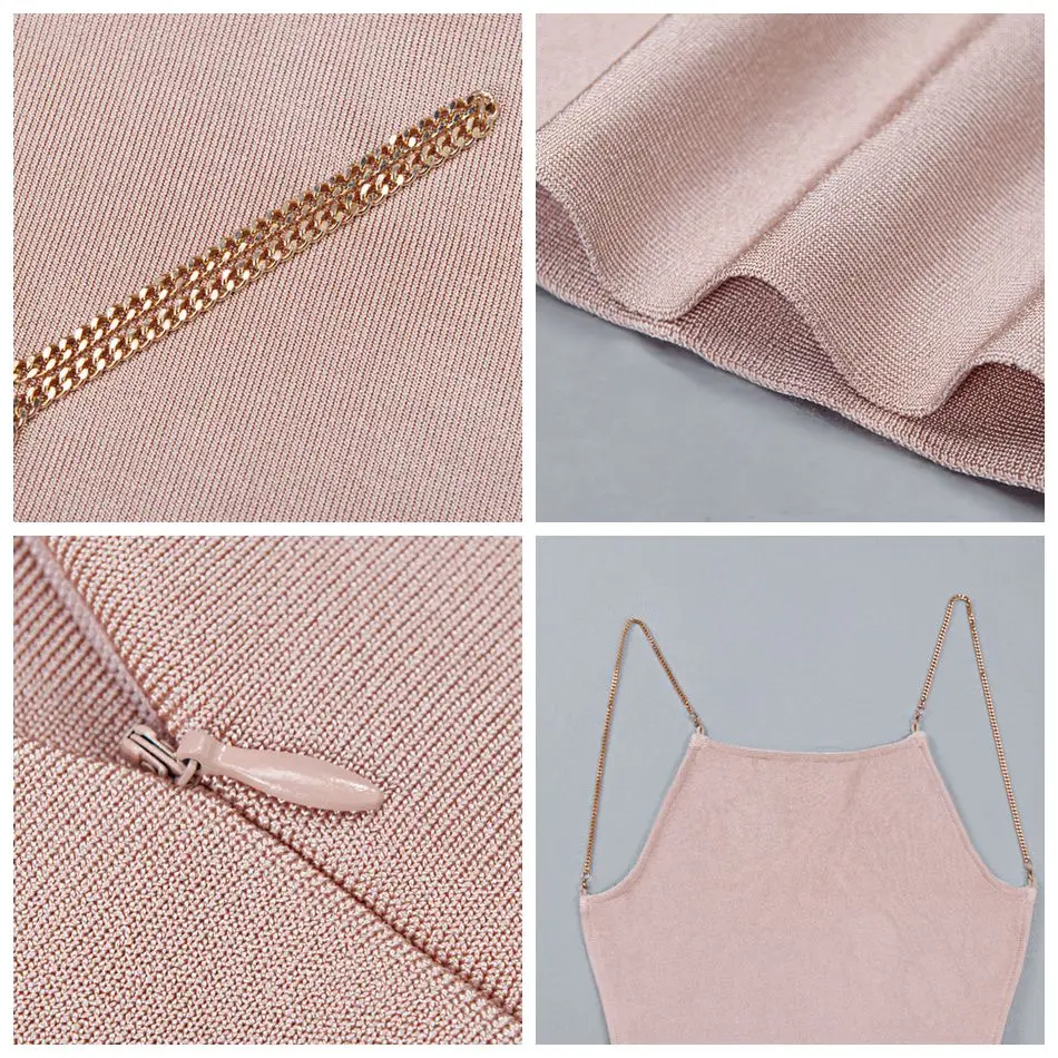 2018 летнее Бандажное платье для женщин на бретельках с цепочкой и круглым вырезом
