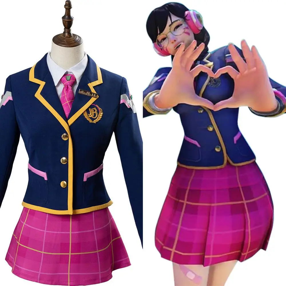 OW DVA D.VA Hana песня школьная Униформа Косплэй костюм для детей возрастом от 3 лет