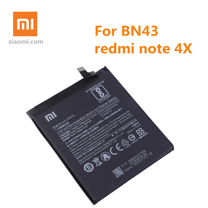 Для Xiao mi запасная батарея телефона для Xiaomi Redmi Note 4x/Note 4 global Snapdragon 625 4000 mAh BN43 |