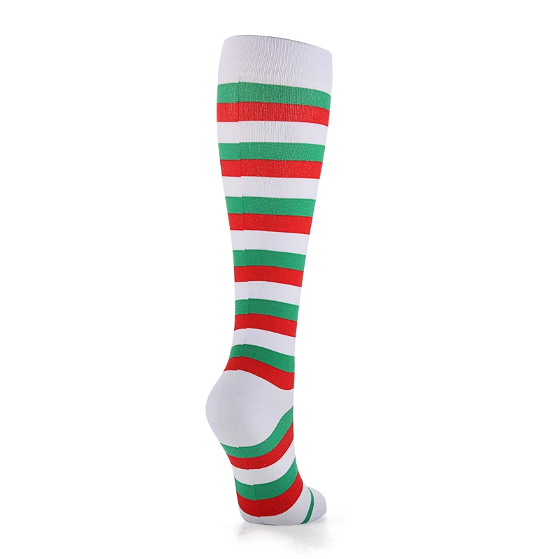 71 Red white green2 Компрессионные носки для мужчин и женщин, серия рождественской елки, Санта Клаус, длинные чулки для бега, велоспорта, варикозное расширение, нейлон - Цвет: 71 Red white green2