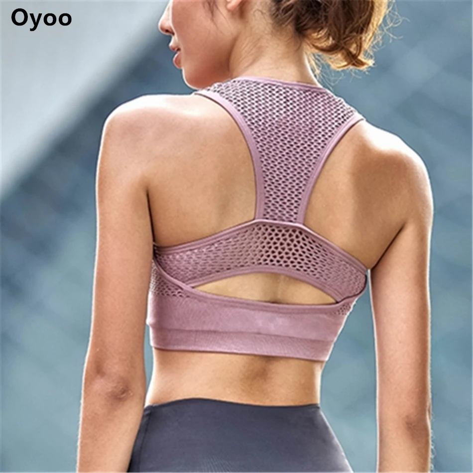 Oyoo ударопрочный розовый спортивный бюстгальтер для женщин сетчатый с подкладкой