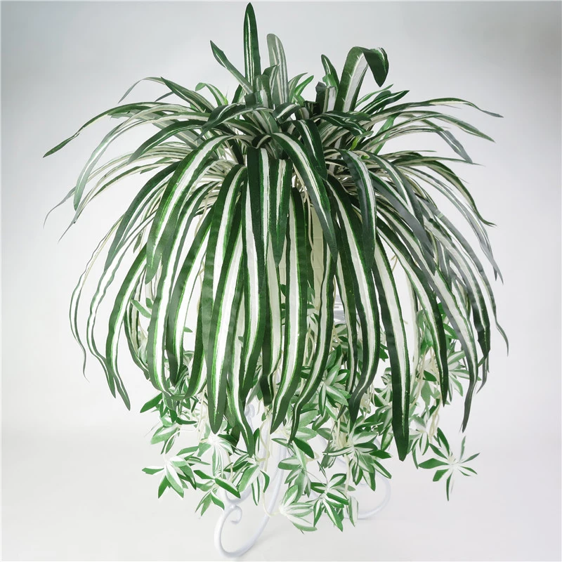 

1 Bunch of 5 Fork 38 Leaf Simulation Plant Wall Simulation Chlorophytum Plant Wall Decoration Hanging Basket Rattan P