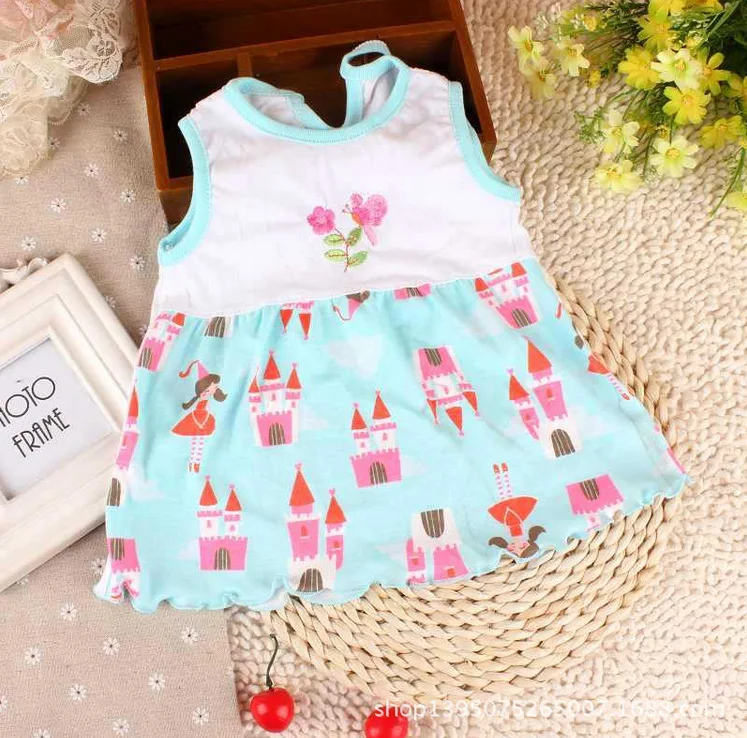 Платья принцессы с цветочным принтом для маленьких девочек Милое летнее платье