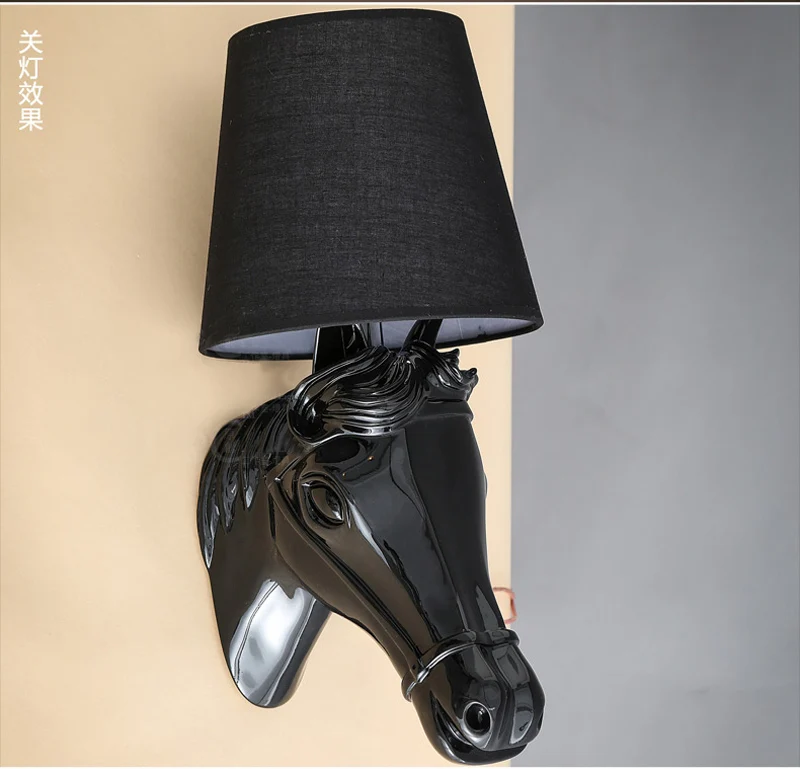 

LED Living Room Light Wall Sconce Modern Style Horse Face Wall Lamps Black bedroom wall light bedside lighting horse Wall Lamps