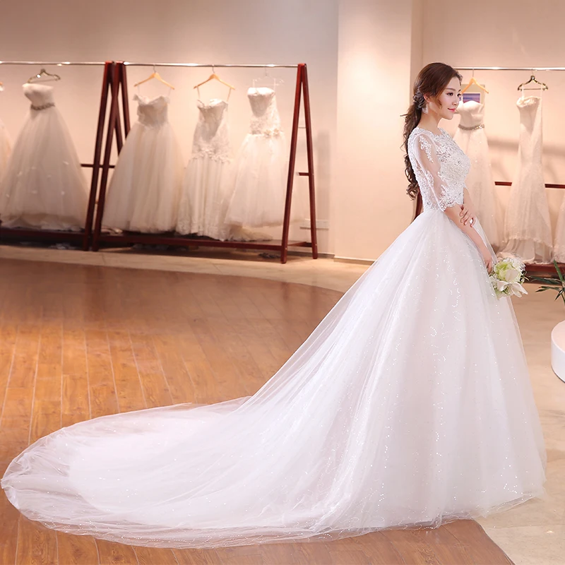 Белые свадебные платья с коротким рукавом 2020 длинным шлейфом для невесты