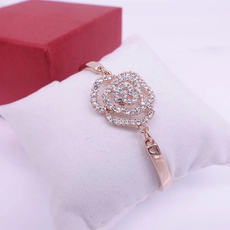 Женский бутиковый розовый цветочный браслет со стразами|crystal bracelets bangles|bangles for