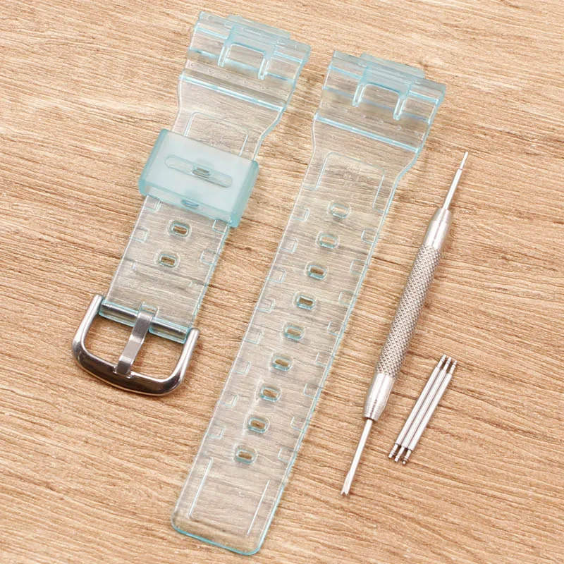 sky blue Аксессуары для часов Casio baby-g прозрачный ремешок BA-110/111/112/BGA-130 полимерный женский ремешок - Цвет ремешка: sky blue