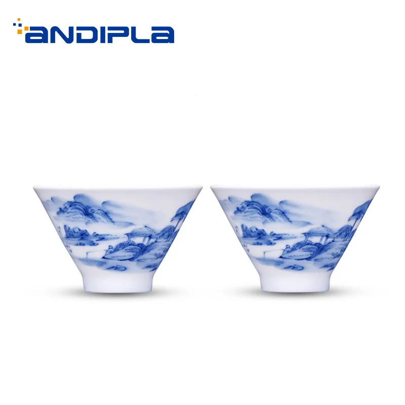 

2PCS/Lot Jingdezhen Ceramic Porcelain Teacup Drinkware Home Master Small Sake Bowls Puer Green Tea Cups Teaware Cha Cup Gifts