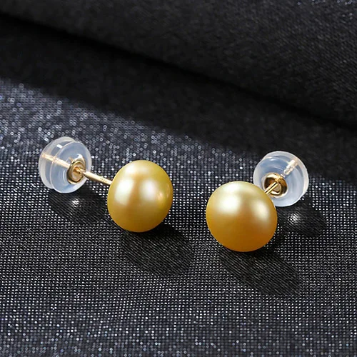 18K Gold AAA+ Handpicked Round Freshwater Cultured Pearl Stud Earrings for Women Girls 2018 New Fashion by JISHU Brand | Украшения и