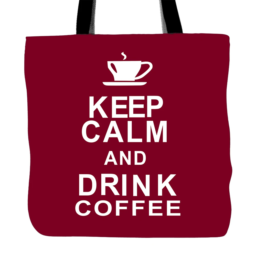 Ручная сумка Keep Calm And Drink Coffee белая холщовая для шопинга путешествий еды