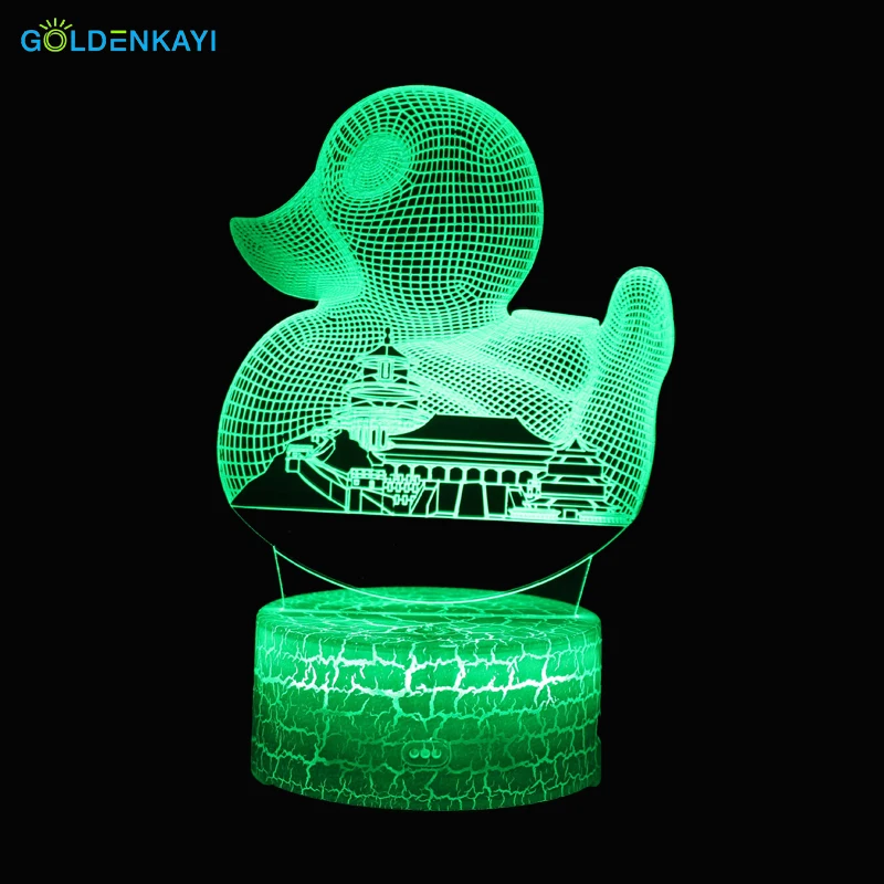 3D желтая утка LED оригинальность USB ночные светильники атмосфера визуальная