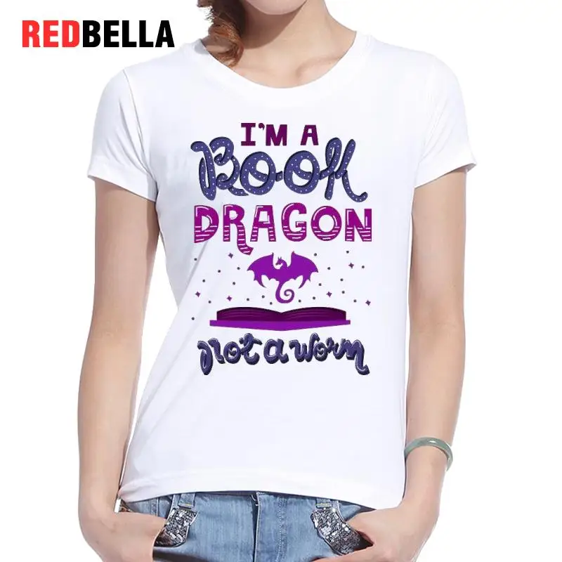 Redbella футболка Feminina Дракон письмо художественный графика Прохладный для женщин