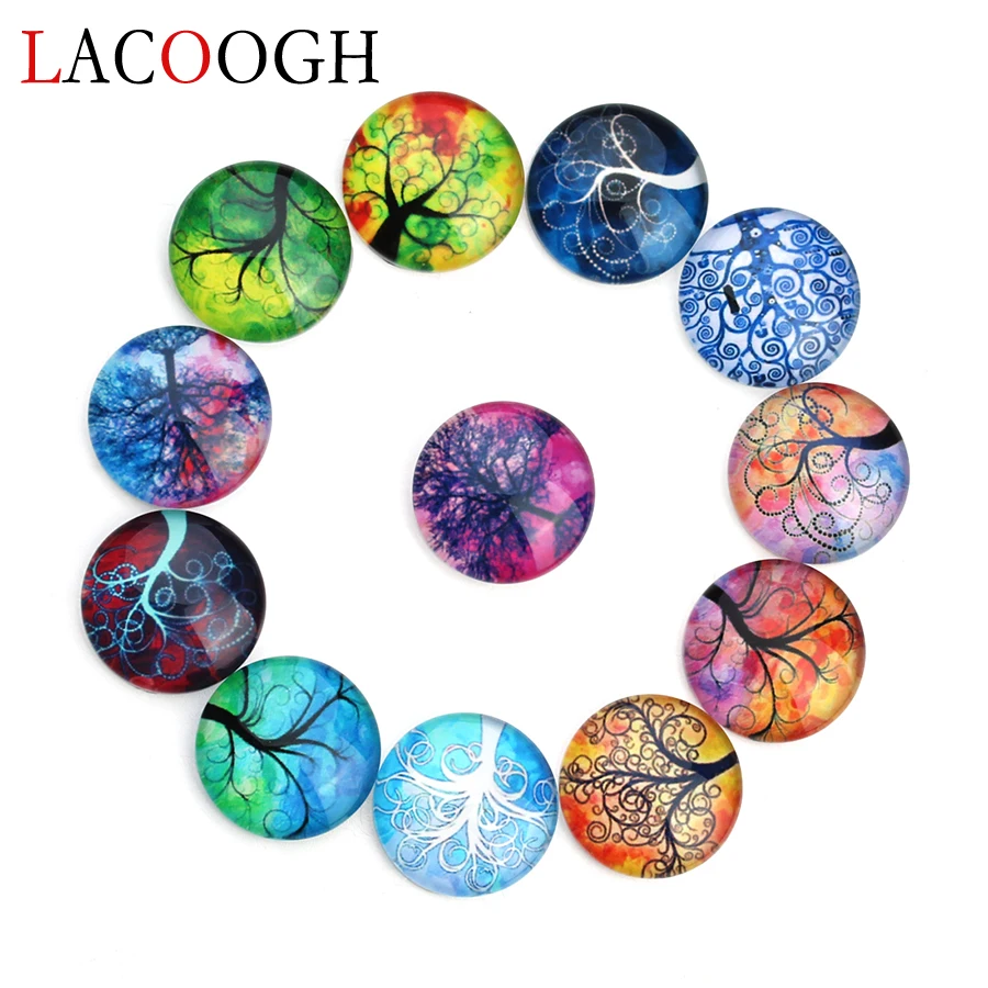 

New Fashion 20pcs Glass Cabochon 10 12 14 18 20 25mm Round Life Tree Cameo Cabochon Settings for DIY Handmade Jewelry Findings