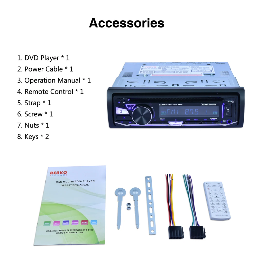 RK-8828B Фиксированная панель 4*52 Вт 7388IC Автомобильный DVD Радио Bluetooth AM FM RDS приемник CD VCD MP3 SD USB 12 в один Din автомобильный мультимедийный плеер