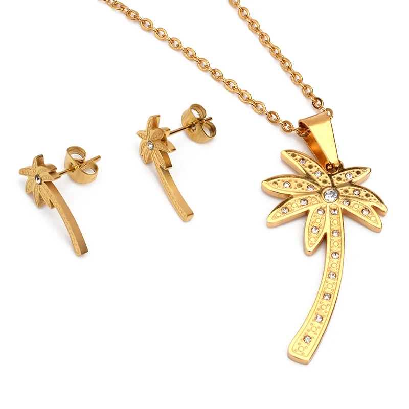 SOITIS женское ожерелье серьги золотой цвет ювелирные наборы кокосовое дерево узор