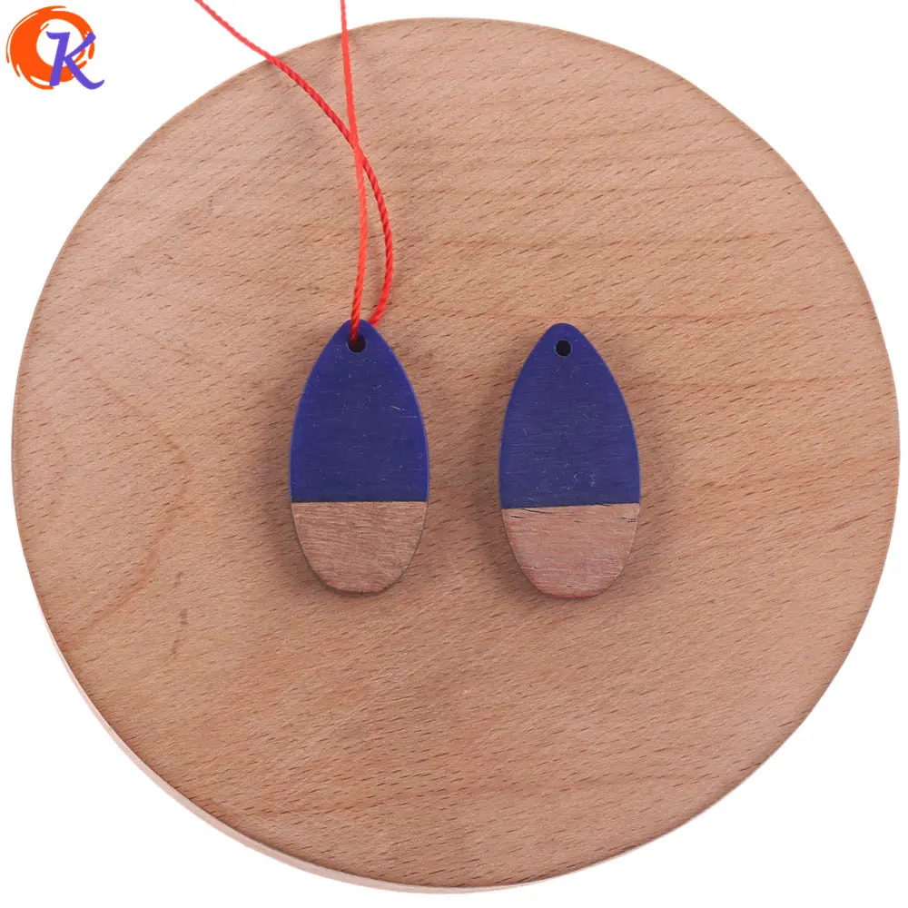 Сердечный Дизайн 50 шт 16*31 мм ювелирные аксессуары/DIY Изготовление сережек/натуральное дерево и смола/форма капли/ручной работы/фурнитура для сережек