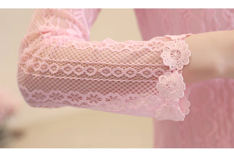 

Women tops and blouses sexy hollow Lace blouse shirt fashion women blouses 2021 long sleeve ruffles lace women shirts 2624 50