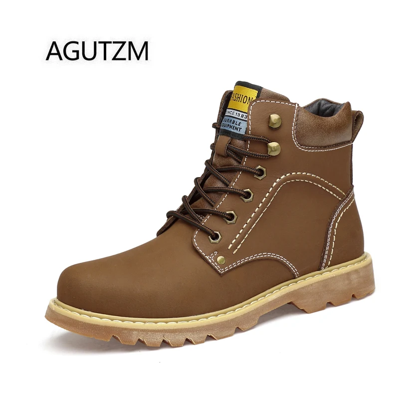 AGUTZM/2083 г. новые модные теплые мужские ботильоны 100% ботинки из натуральной
