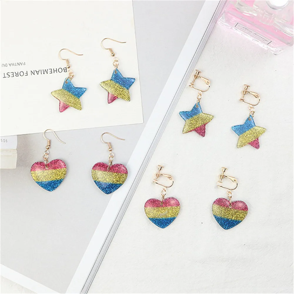 Корейские милые Креативные красочные блестки Звезда Сердце свежие женские