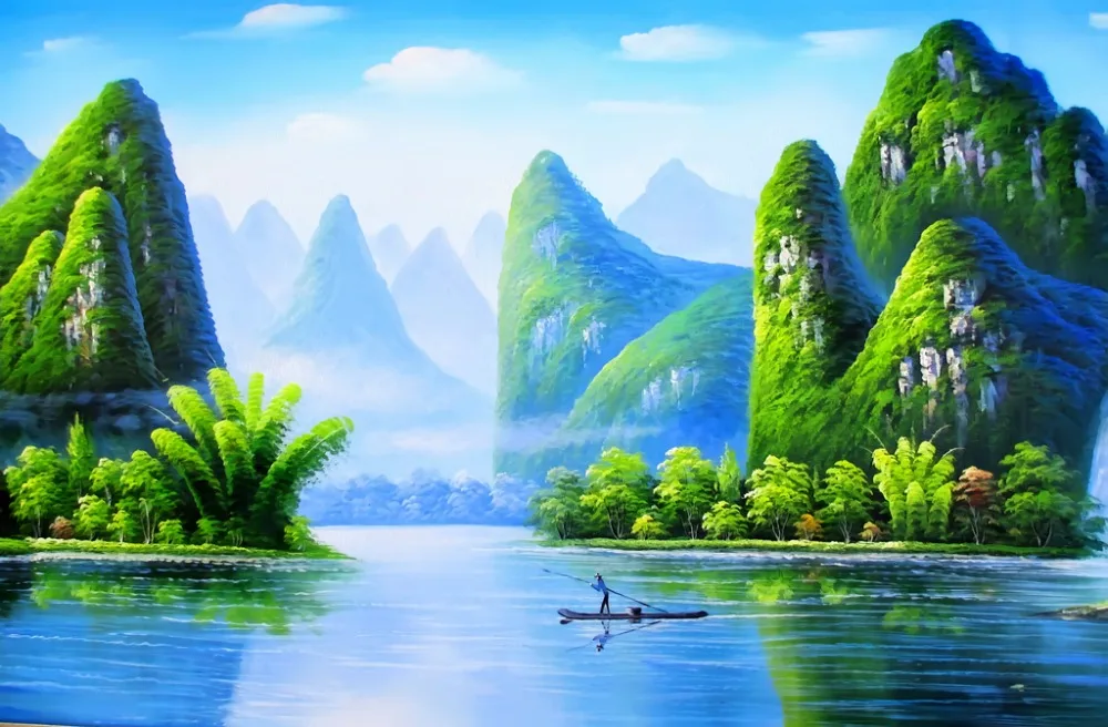 Chinese Luxury Curtains Beautiful mountain water Curtain For Window Decoration Blackout Living Room Drapes | Дом и сад