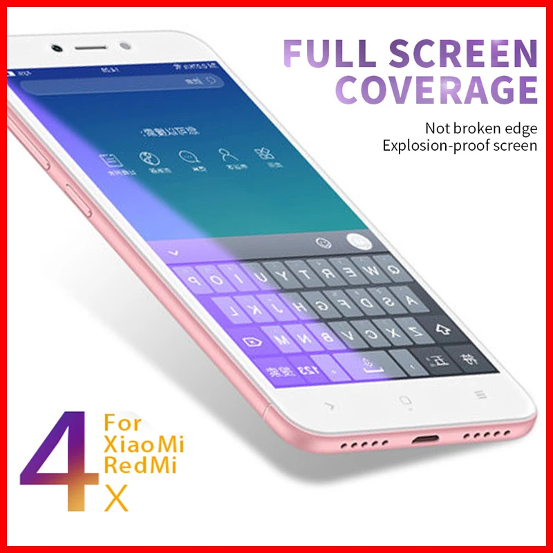 Закаленное стекло для Xiaomi Redmi 4X защитное 3d Xiami Xiomi Xaomi Hongmi 4 X защитная пленка