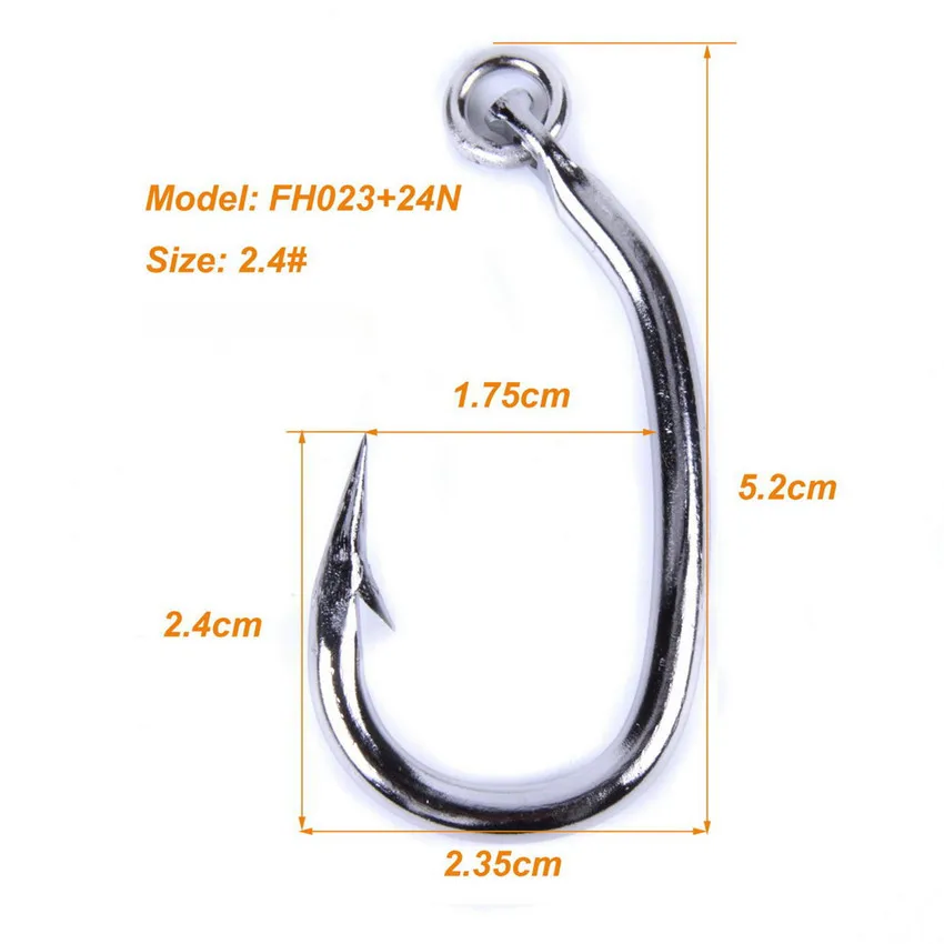 Size 24 50 шт. рыболовный крючок в соленой воде, крючок для тунца, размер 2,4#-4,0#, модель рыболовных крючков из нержавеющей стали, крючки для рыбалки, японская ловля на крючок - Цвет: Size 24