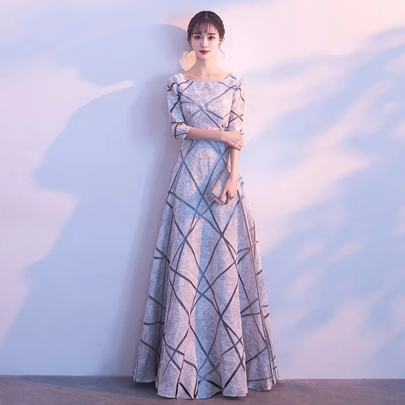 Серое элегантное вечернее платье А силуэта Robe De Soiree Формальные Длинные платья