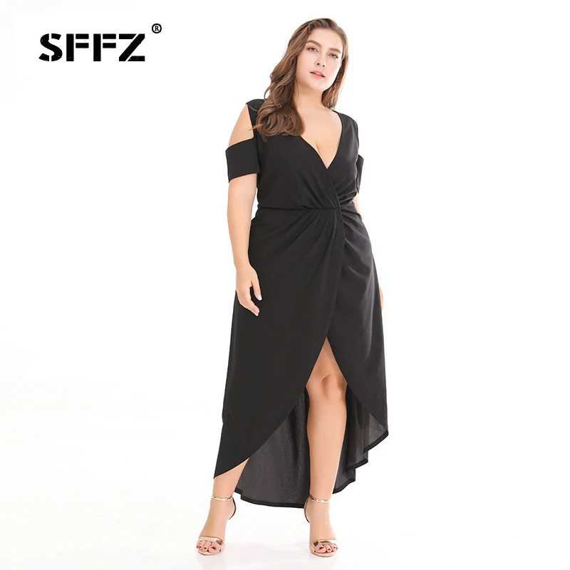 Женское пляжное платье без бретелек SFFZ однотонное черное свободного покроя