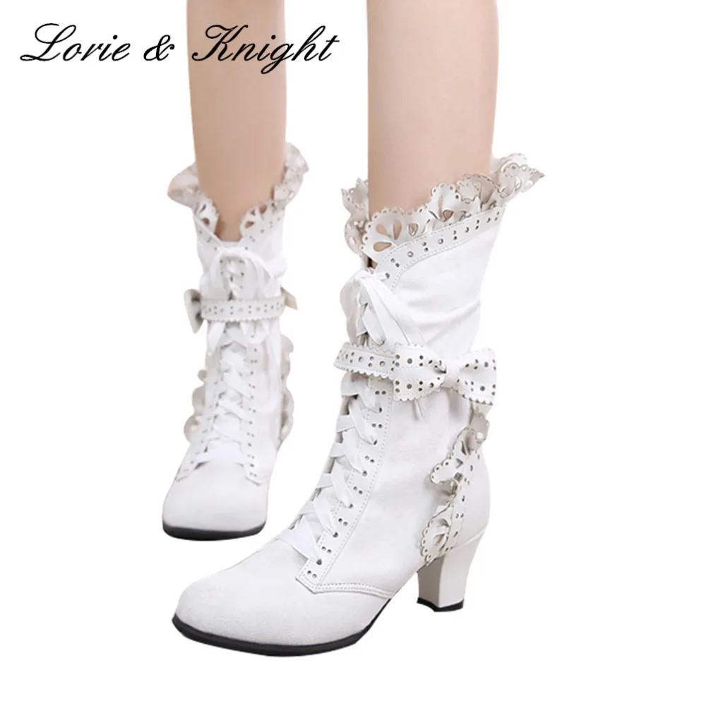 Милые облегающие сапоги из искусственной замши в японском стиле ботинки до