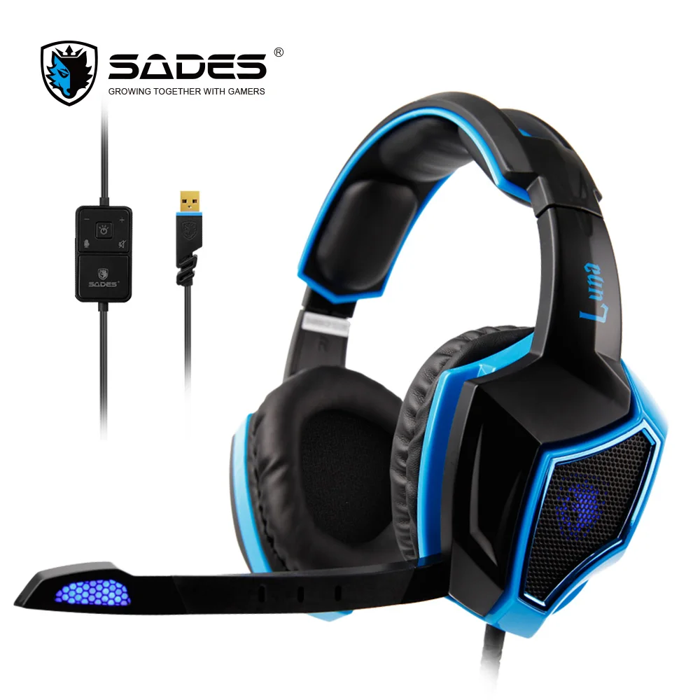 

SADES LUNA Live Show Headset Virtual 7.1 Surround Sound Multifunctional Clear Voice Headphones for Gamer