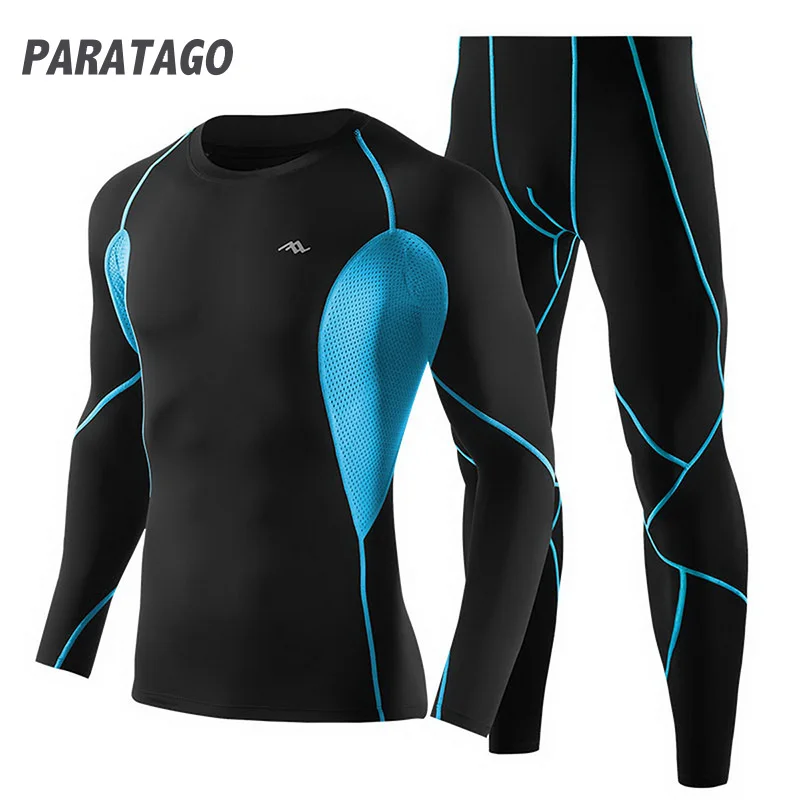 PARATAGO 2020 новые мужские быстросохнущие комплекты для бега Спортивная одежда