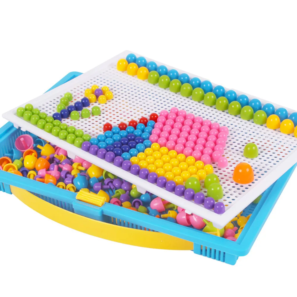 296 зерна мозаики pegboard гриб Гвозди комплект Бусины DIY науки головоломки игрушка