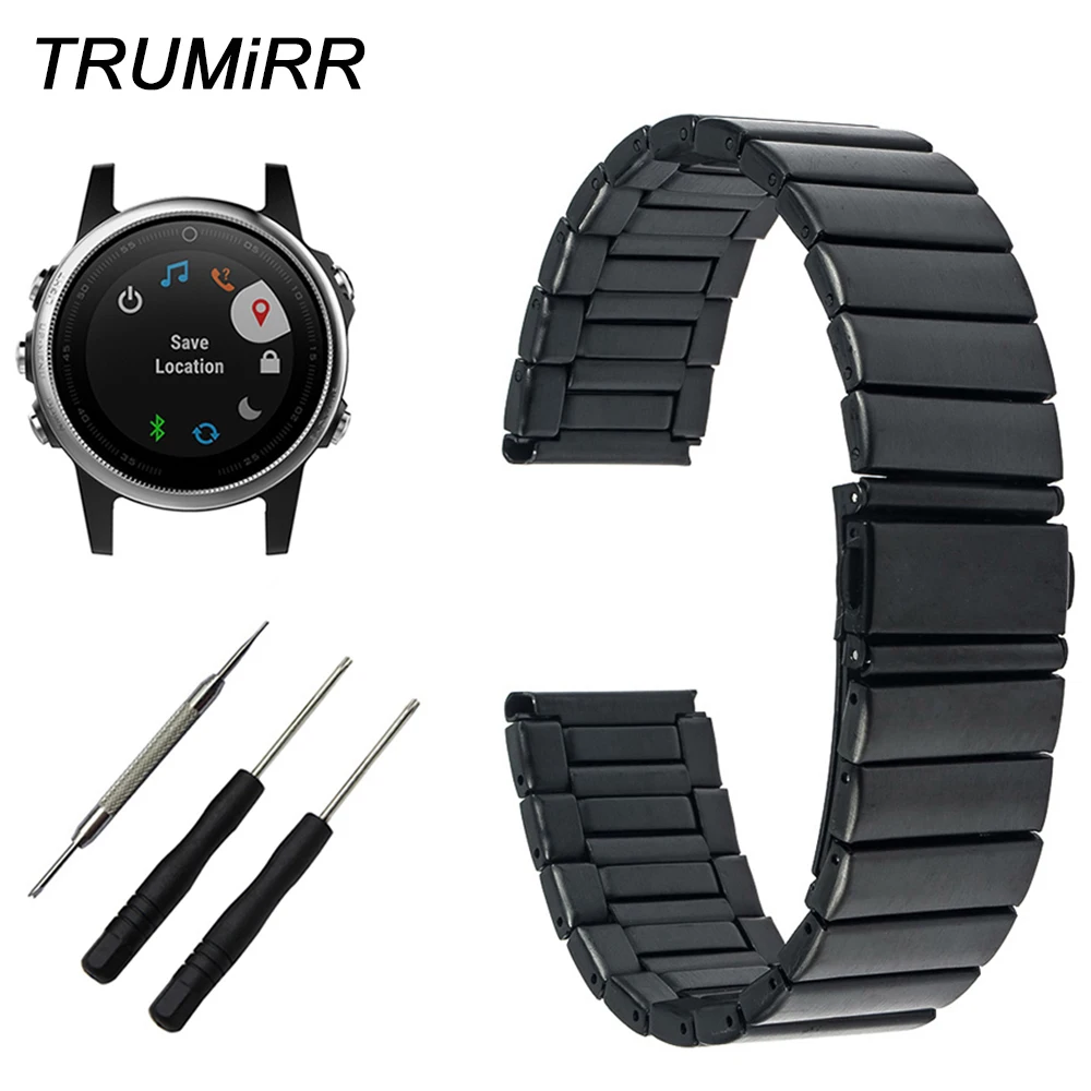 22 мм 24 ремешок из нержавеющей стали для Garmin Fenix 5 Forerunner 935 FR935 Vivoactive HR Epix GPS