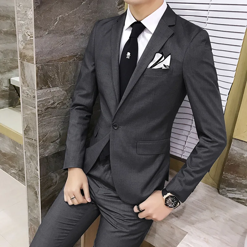 

5 Color Men's Suit 3 Piece Set Slim fit Jackets + Pants + Vests Wedding Banquet Male Solid Business Casual Blazers Tuxedos