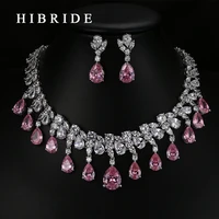 hibride top quality tear drop shape aaa cubic zirconia bridal wedding jewelry setswhite gold color jewelry set n 59