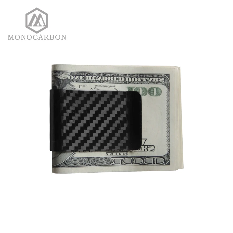 Monocarbon высококачественный настоящий кошелек из углеродного волокна 3K с клипсами